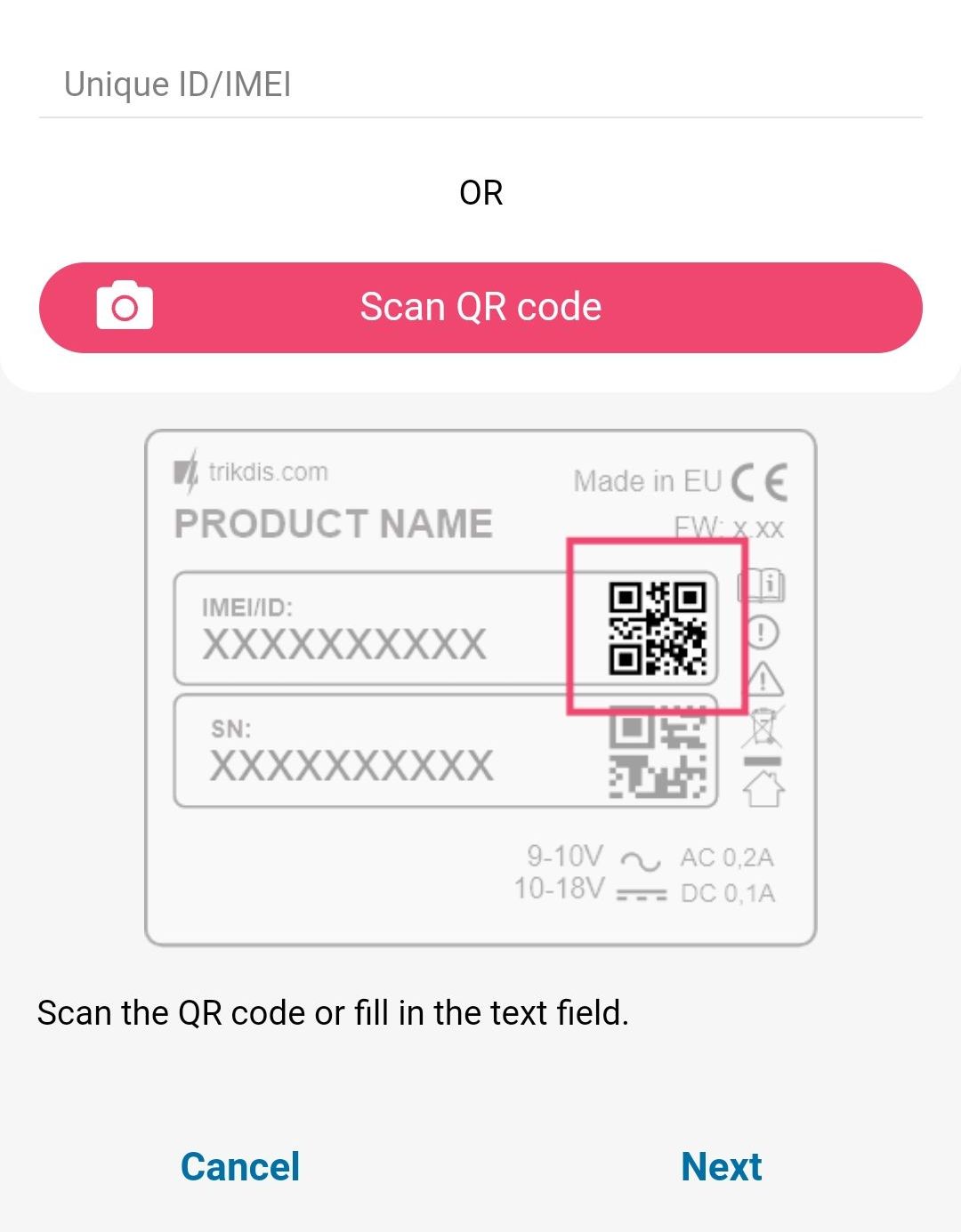Enter the device\\\'s unique identifier