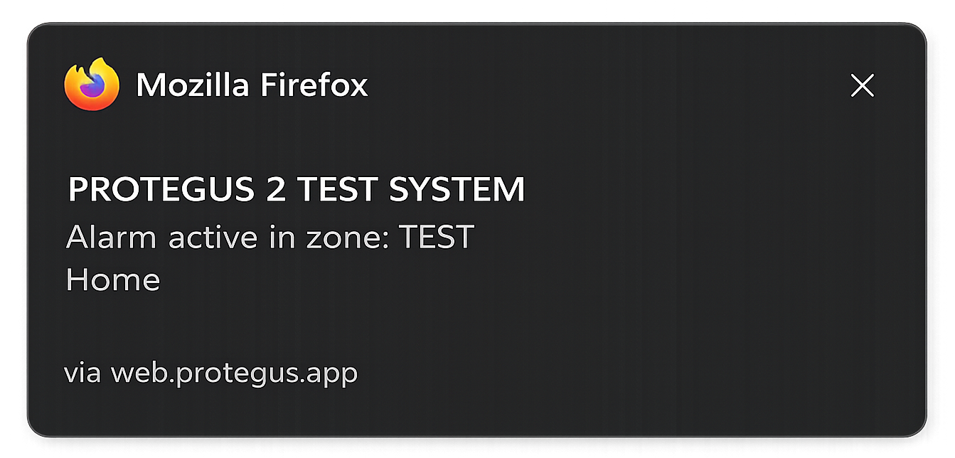 Notificación push en el navegador en Protegus 2